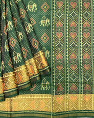 Green Narikunj Doted Designer Patola Saree - SindhoiPatolaArt