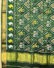 Green Narikunj Patola Dupatta - SindhoiPatolaArt