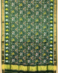 Green Narikunj Patola Dupatta - SindhoiPatolaArt
