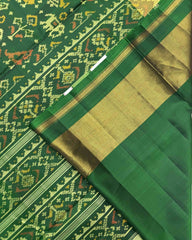 Green Narikunj Patola Saree - SindhoiPatolaArt