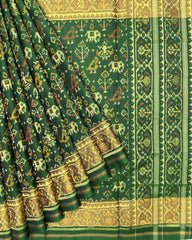 Green Narikunj Patola Saree - SindhoiPatolaArt