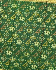 Green Narikunj Patola Saree - SindhoiPatolaArt