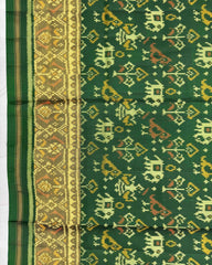 Green Narikunj Patola Saree - SindhoiPatolaArt