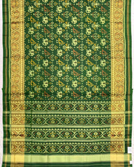Green Narikunj Patola Saree - SindhoiPatolaArt
