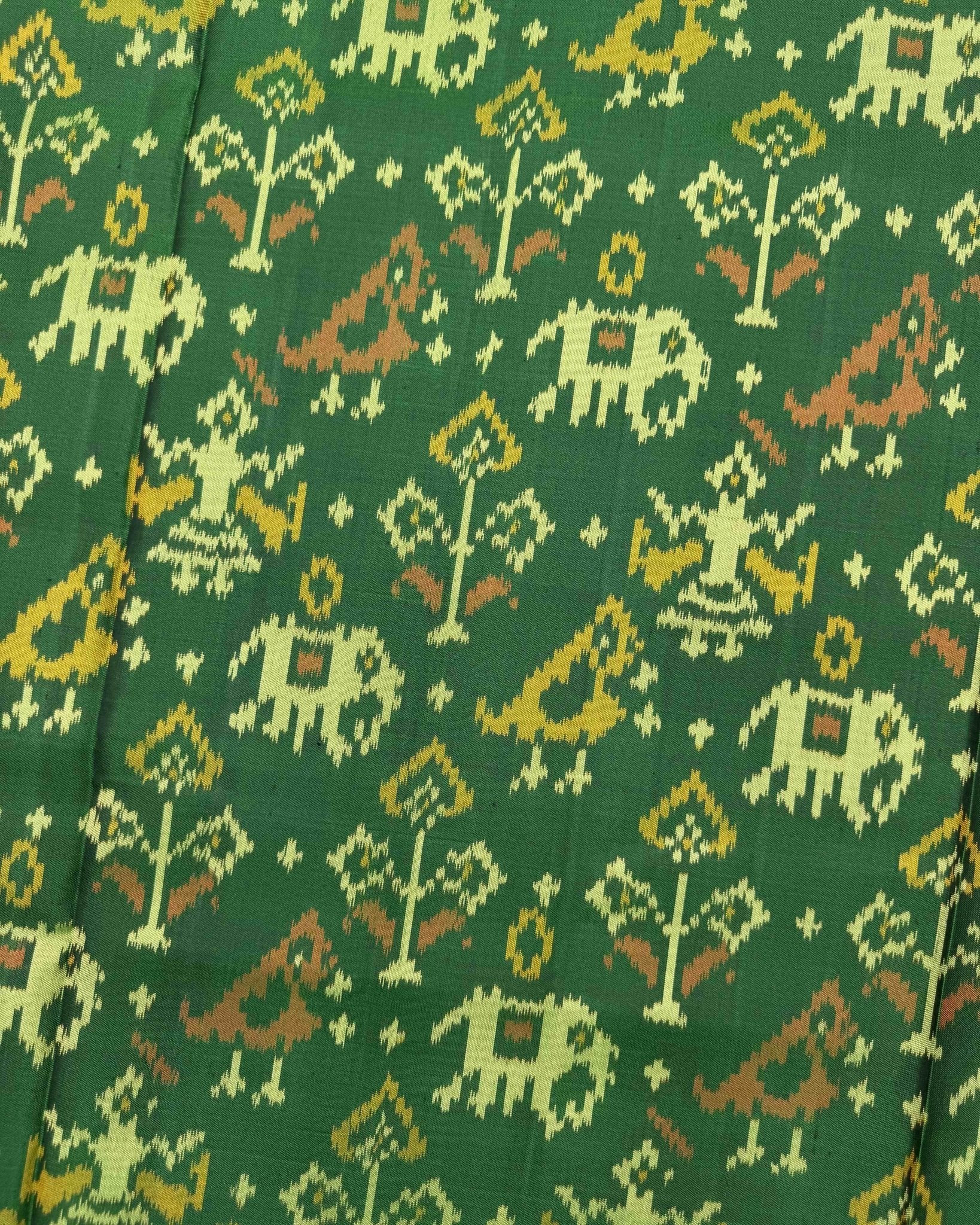Green Narikunj Patola Saree - SindhoiPatolaArt