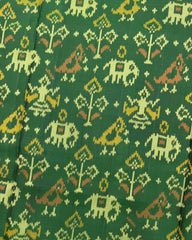 Green Narikunj Patola Saree - SindhoiPatolaArt