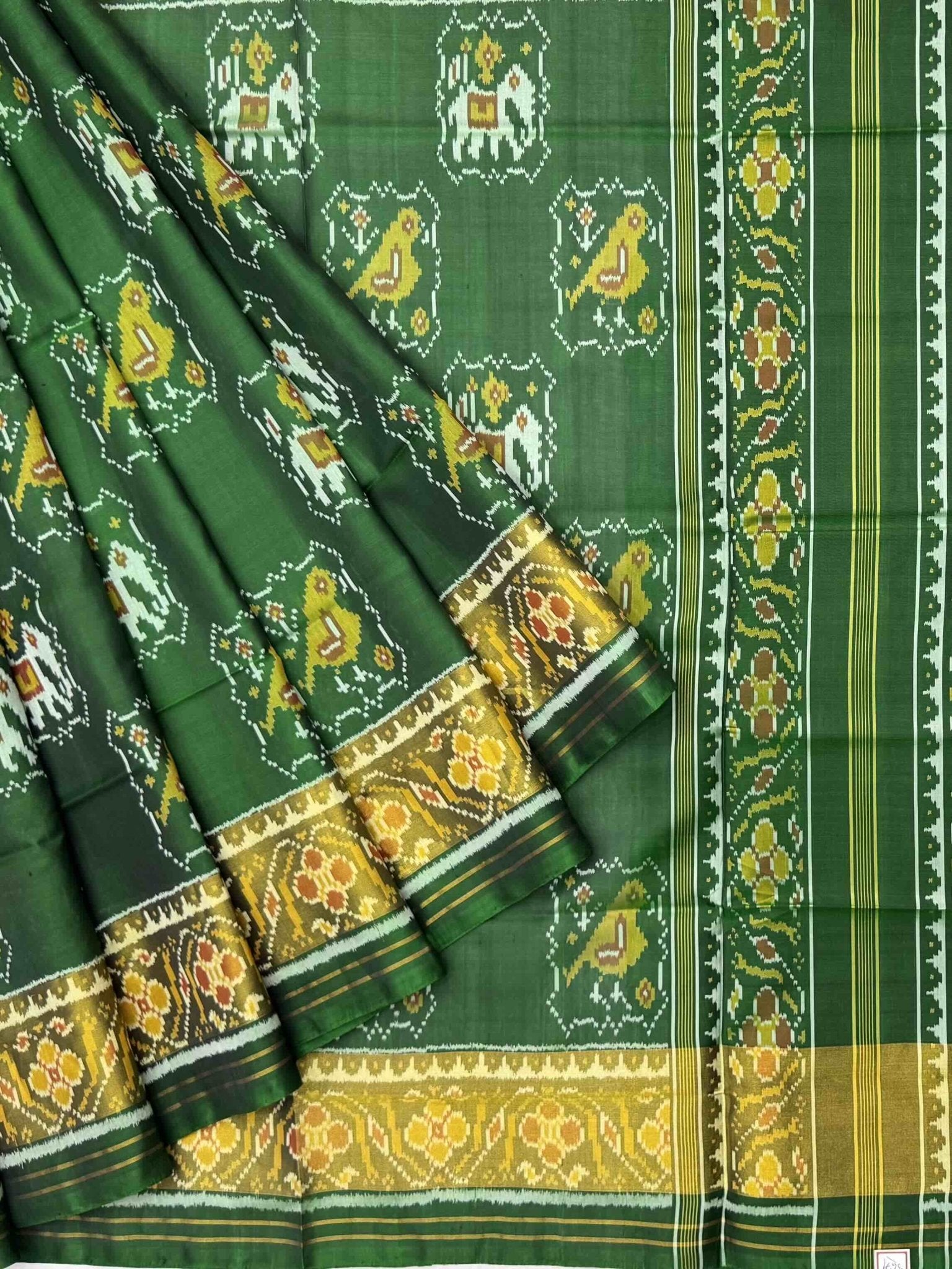 Green Narikunj Rajkot Patola Saree - SindhoiPatolaArt