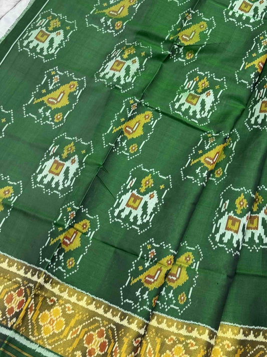 Green Narikunj Rajkot Patola Saree - SindhoiPatolaArt