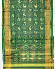 Green Narikunj with Doted Panchanda Designer Patola Saree - SindhoiPatolaArt