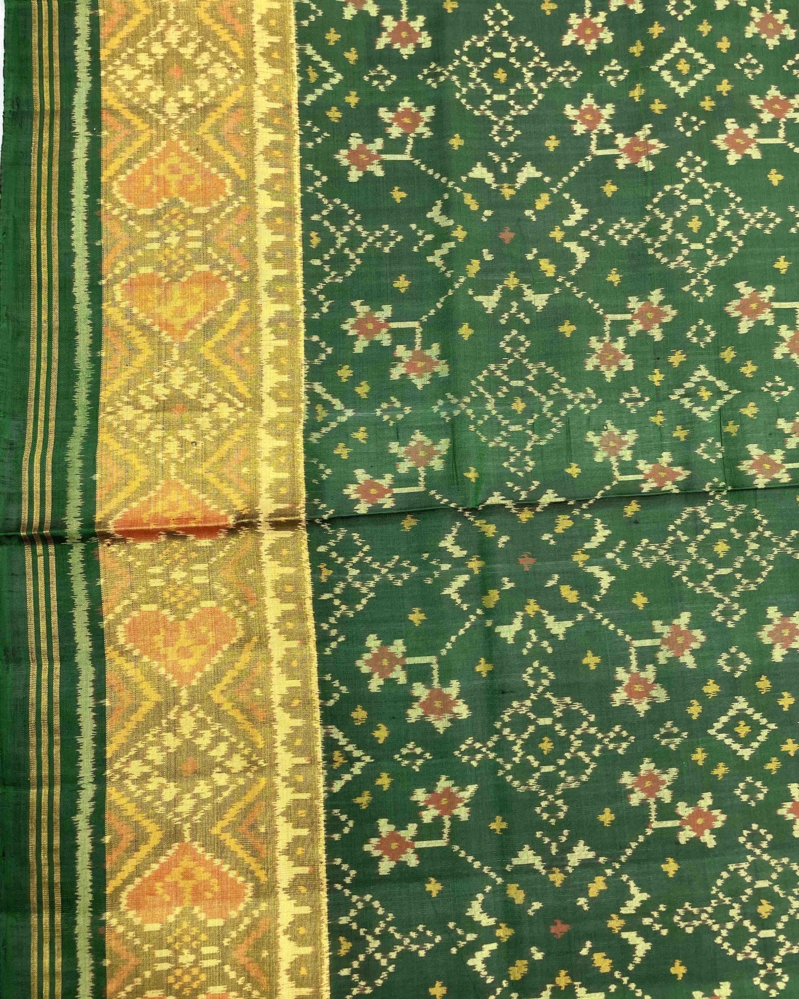 Green Navratan Designer Patola Saree - SindhoiPatolaArt