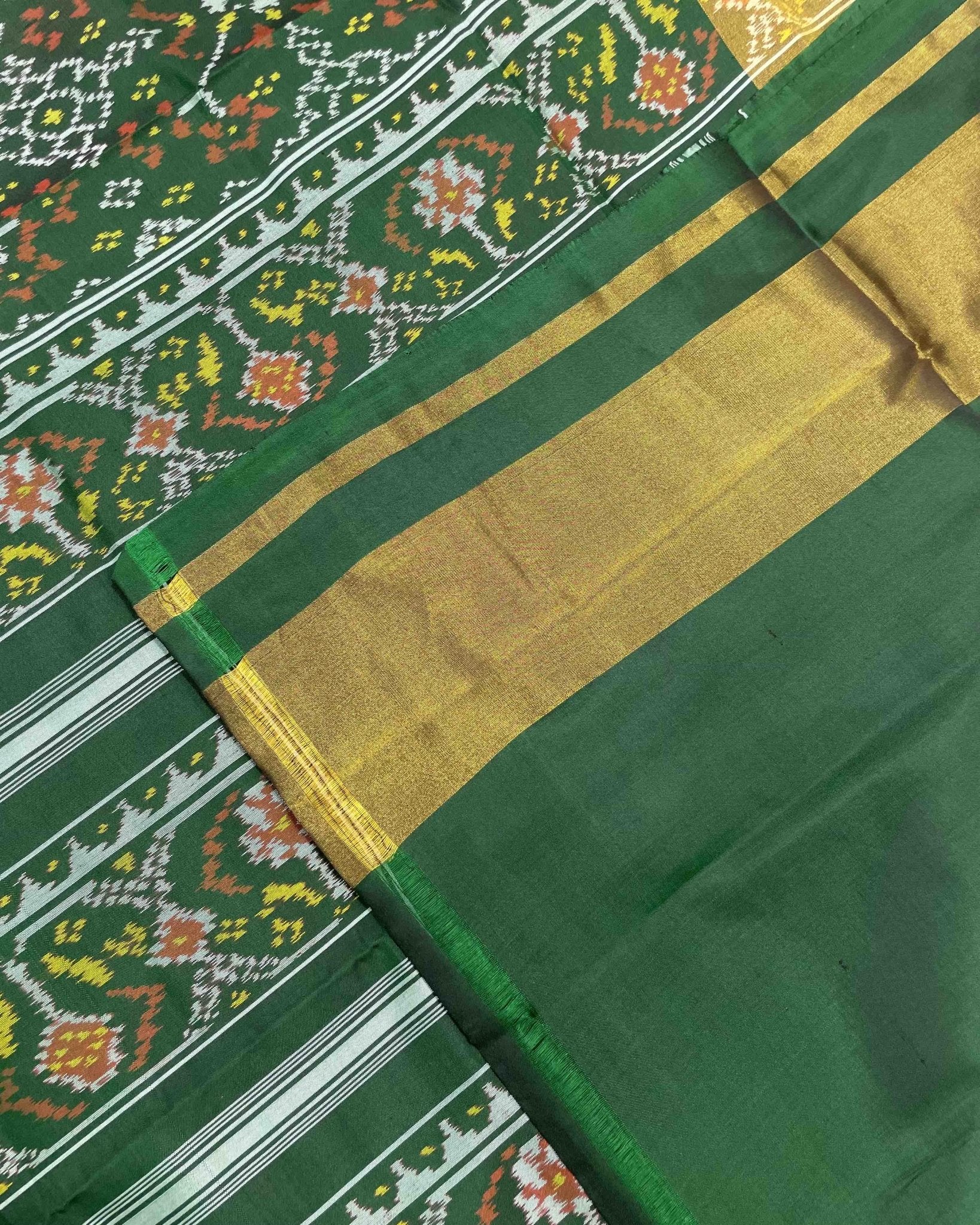 Green Navratan Designer Patola Saree - SindhoiPatolaArt
