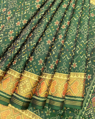 Green Navratan Designer Patola Saree - SindhoiPatolaArt