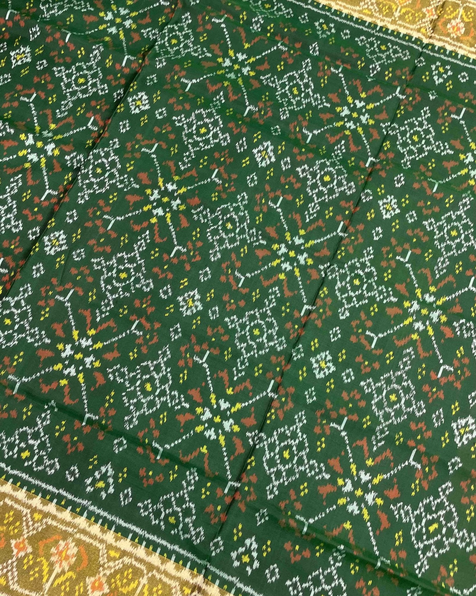 Green Navratan Designer Patola Saree - SindhoiPatolaArt
