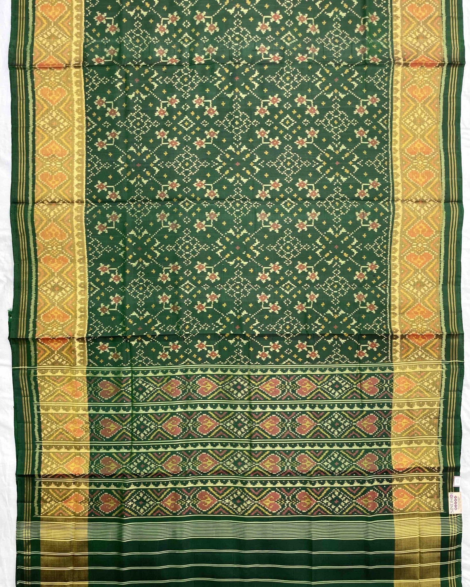 Green Navratan Designer Patola Saree - SindhoiPatolaArt