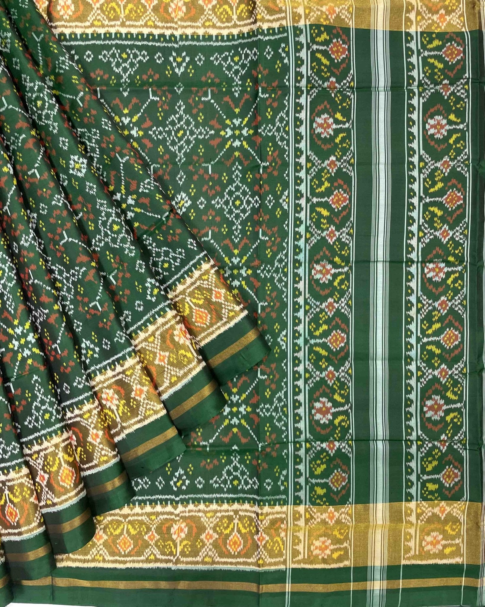 Green Navratan Designer Patola Saree - SindhoiPatolaArt