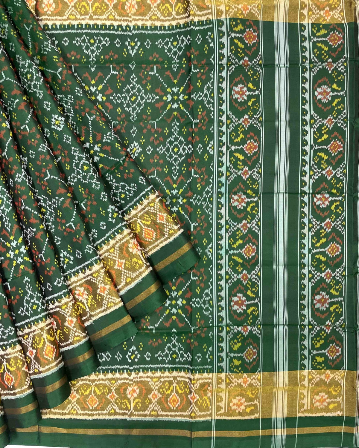 Green Navratan Designer Patola Saree - SindhoiPatolaArt