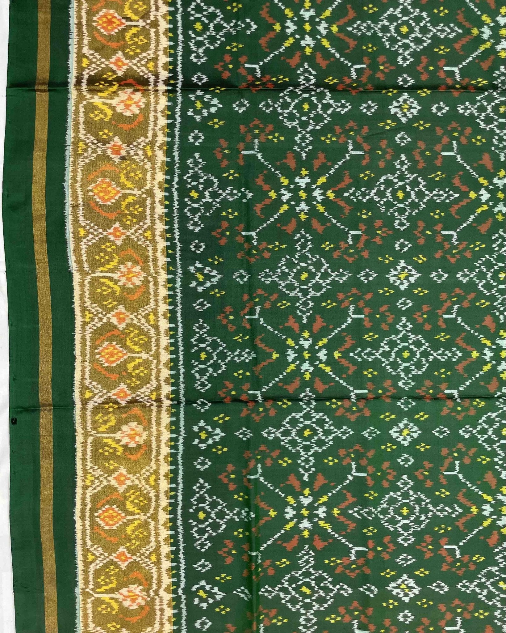 Green Navratan Designer Patola Saree - SindhoiPatolaArt