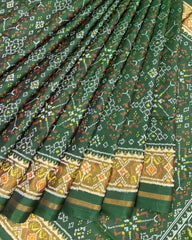 Green Navratan Designer Patola Saree - SindhoiPatolaArt
