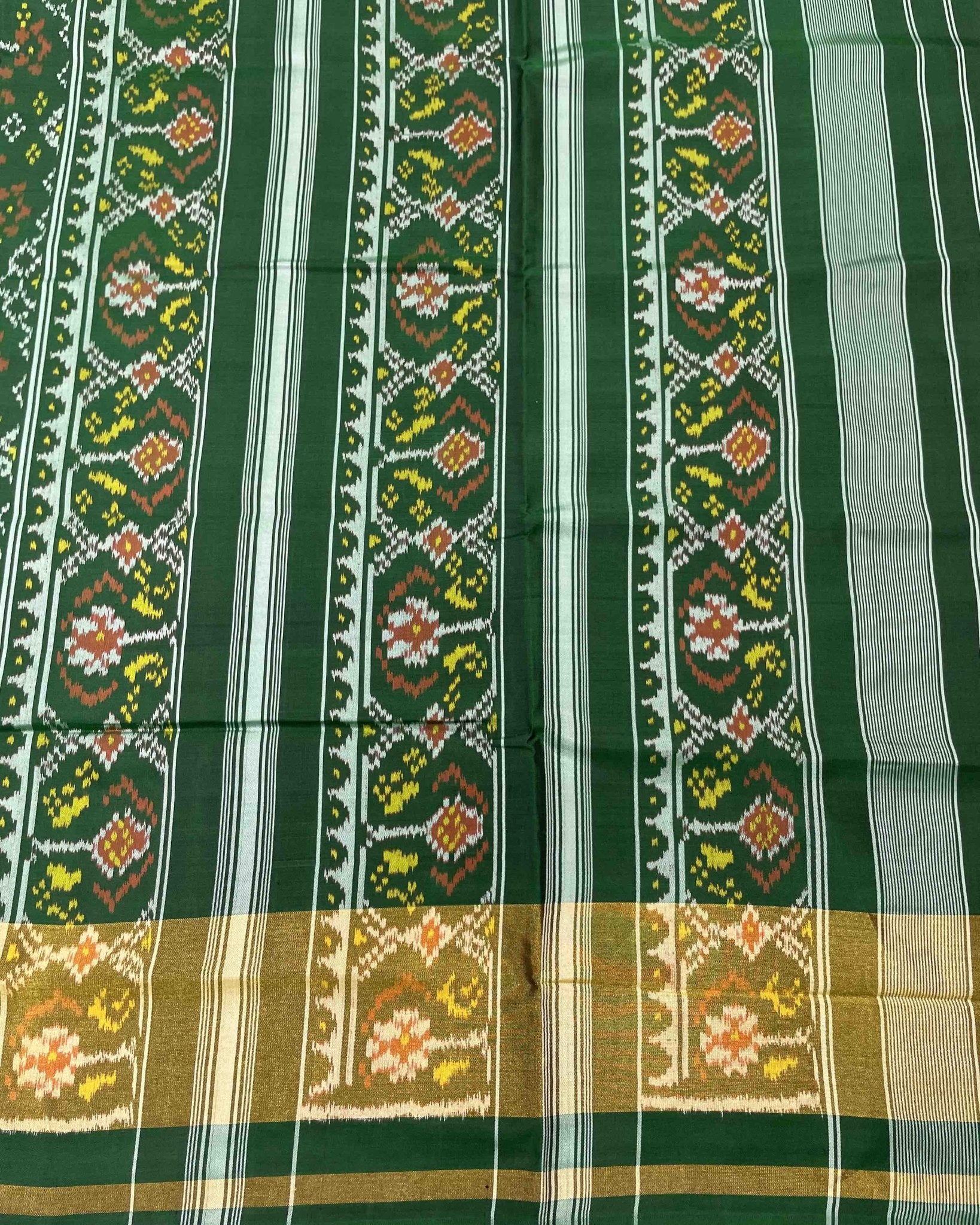 Green Navratan Designer Patola Saree - SindhoiPatolaArt