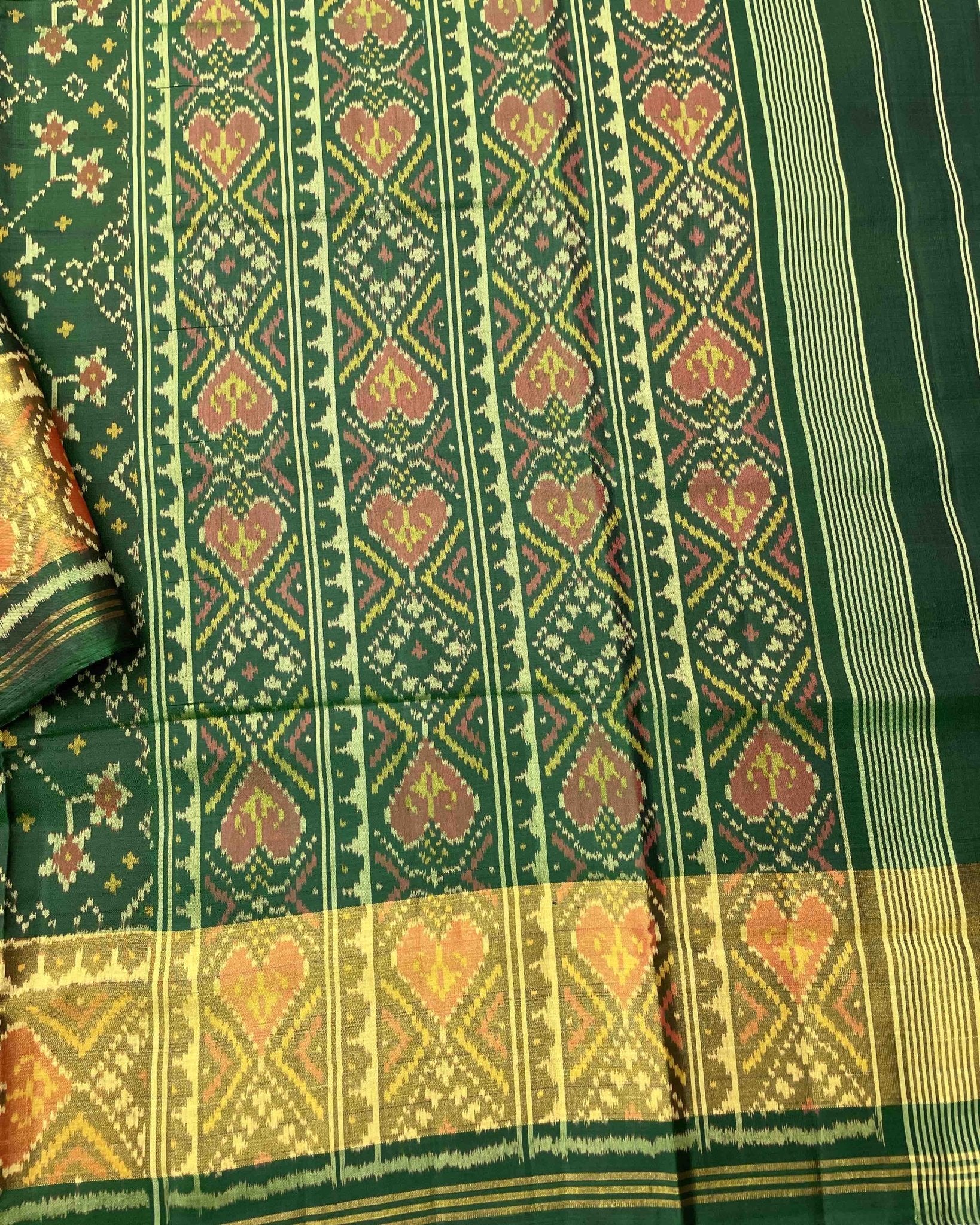 Green Navratan Designer Patola Saree - SindhoiPatolaArt