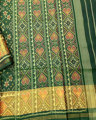 Green Navratan Designer Patola Saree - SindhoiPatolaArt