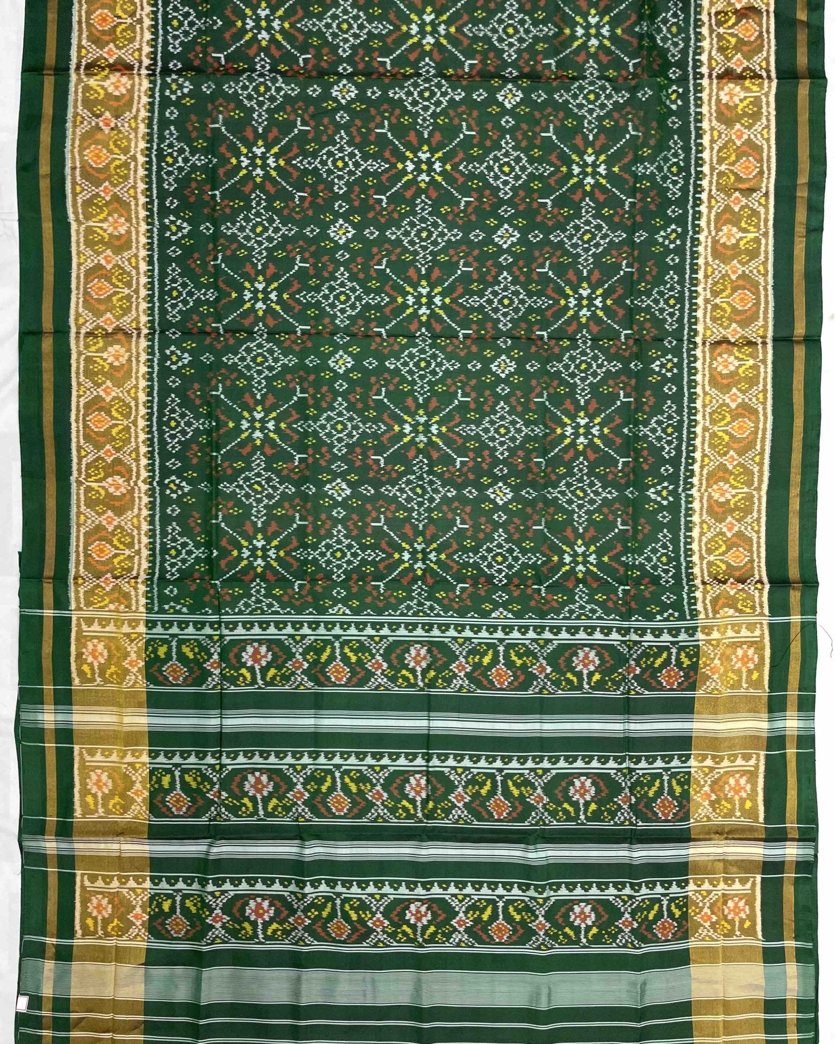 Green Navratan Designer Patola Saree - SindhoiPatolaArt
