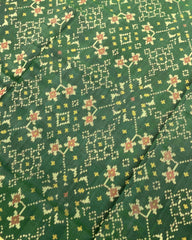 Green Navratan Designer Patola Saree - SindhoiPatolaArt