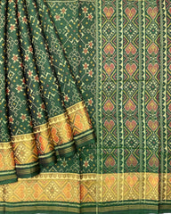 Green Navratan Designer Patola Saree - SindhoiPatolaArt