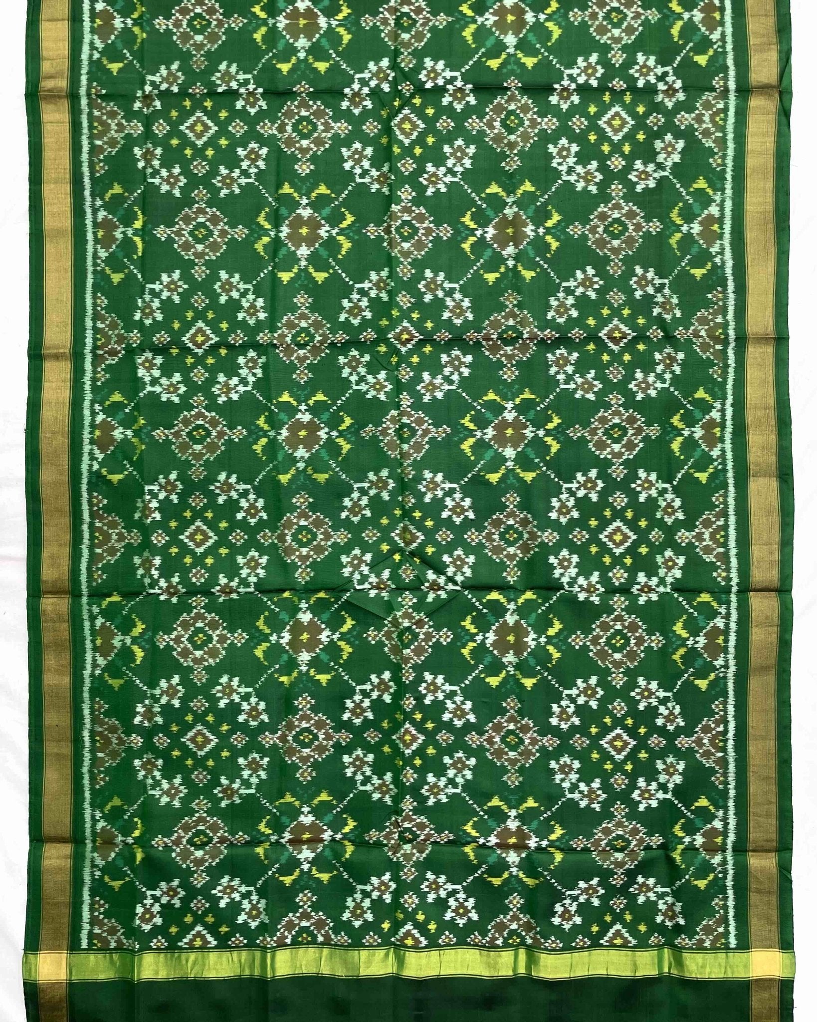 Green Navratan Patola Dupatta - SindhoiPatolaArt