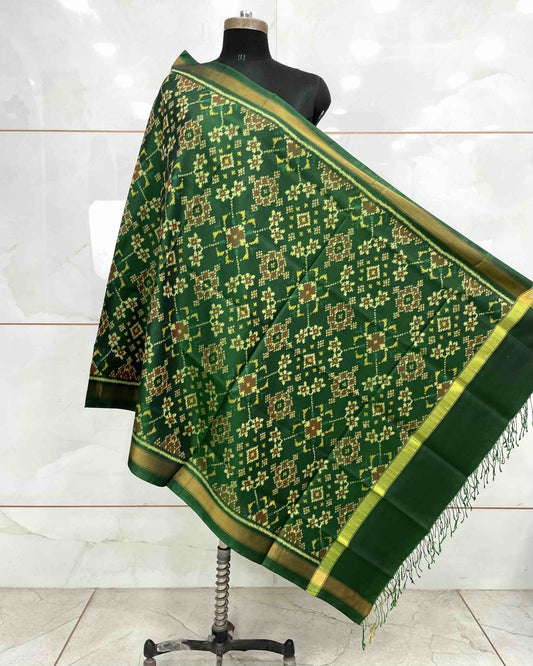 Green Navratan Patola Dupatta - SindhoiPatolaArt