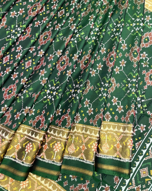 Green Navratan Patola Saree - SindhoiPatolaArt