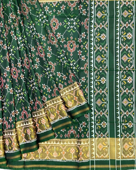 Green Navratan Patola Saree - SindhoiPatolaArt