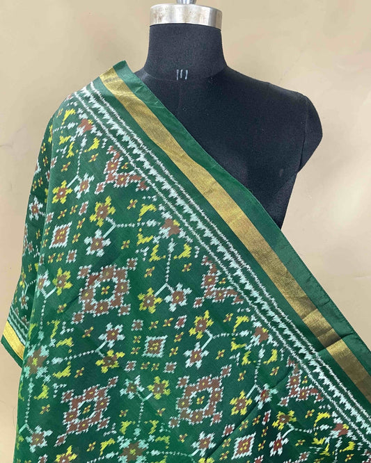 Green Navratan Patola Stole - SindhoiPatolaArt