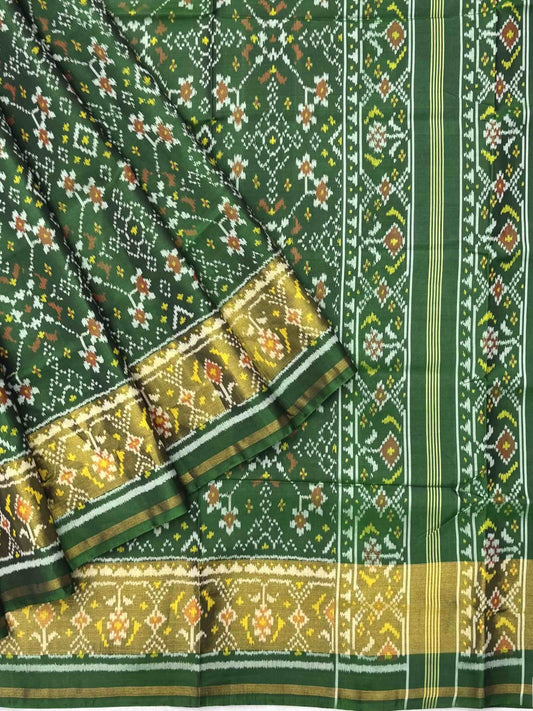 Green Navratan Rajkot Patola Saree - SindhoiPatolaArt