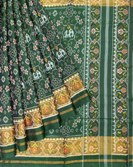 Green Navratan with Elephant Designer Patola Saree - SindhoiPatolaArt