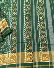 Green Navratan with Elephant Designer Patola Saree - SindhoiPatolaArt