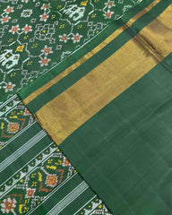 Green Navratan with Elephant Designer Patola Saree - SindhoiPatolaArt