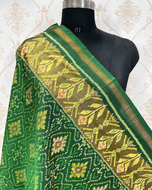Green Panchanda Designer Patola Dupatta - SindhoiPatolaArt