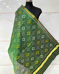 Green Panchanda Designer Patola Dupatta - SindhoiPatolaArt