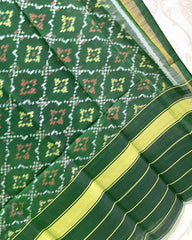 Green Panchanda Designer Patola Dupatta - SindhoiPatolaArt