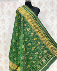 Green Panchanda Designer Patola Dupatta - SindhoiPatolaArt