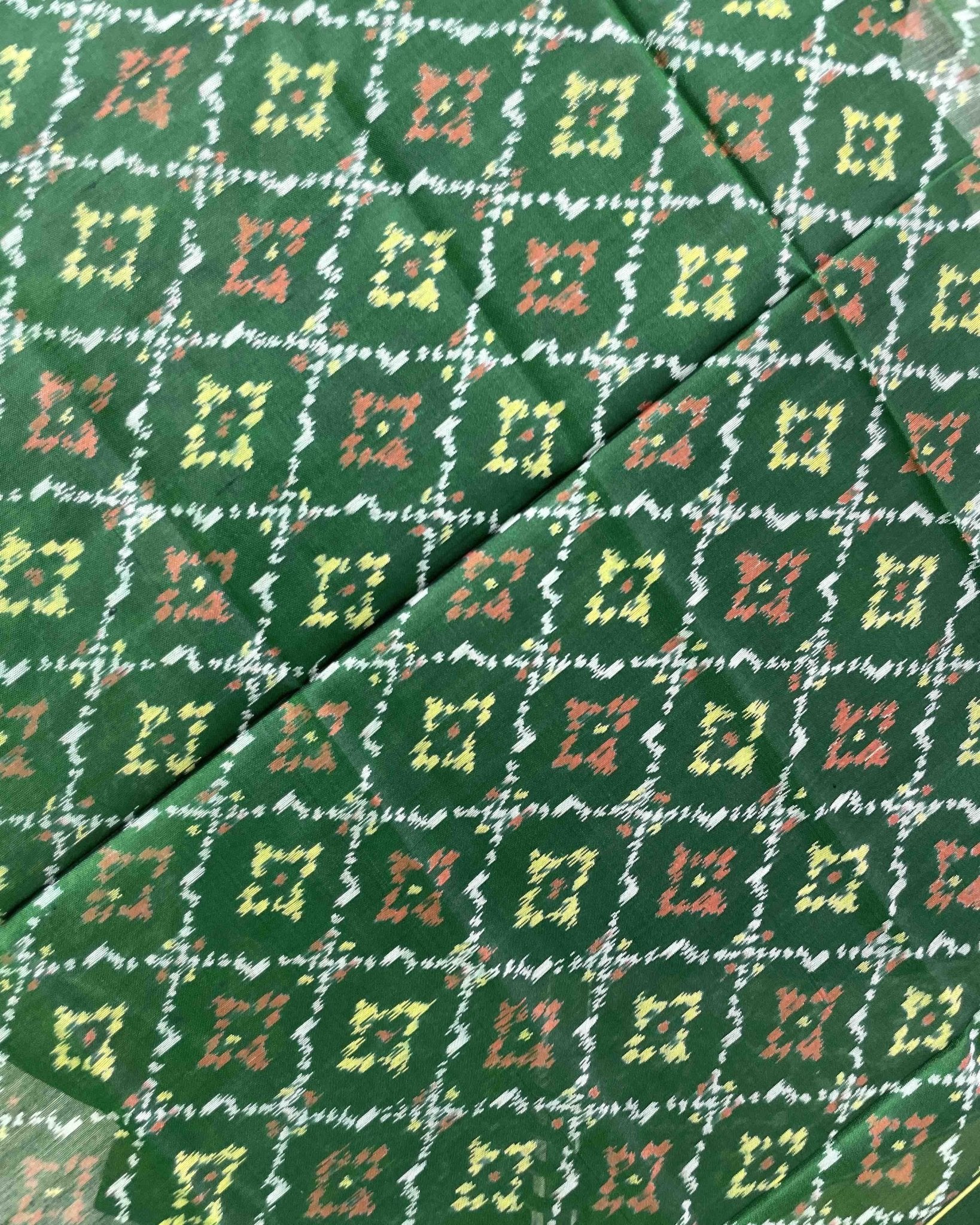 Green Panchanda Designer Patola Dupatta - SindhoiPatolaArt