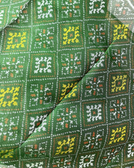Green Panchanda Designer Patola Dupatta - SindhoiPatolaArt