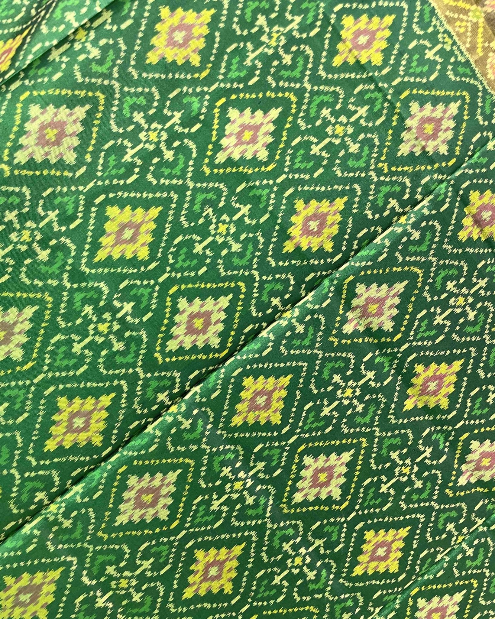 Green Panchanda Designer Patola Dupatta - SindhoiPatolaArt