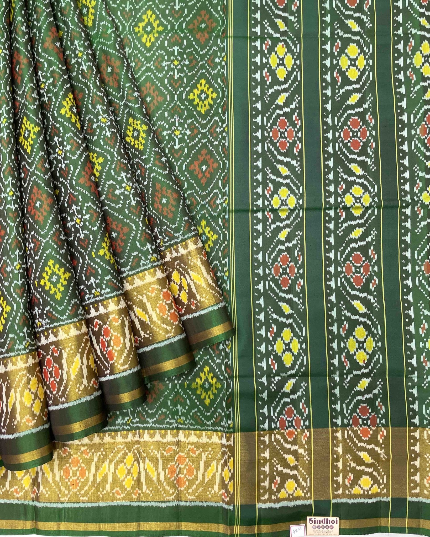 Green Panchanda Designer Patola Saree - SindhoiPatolaArt