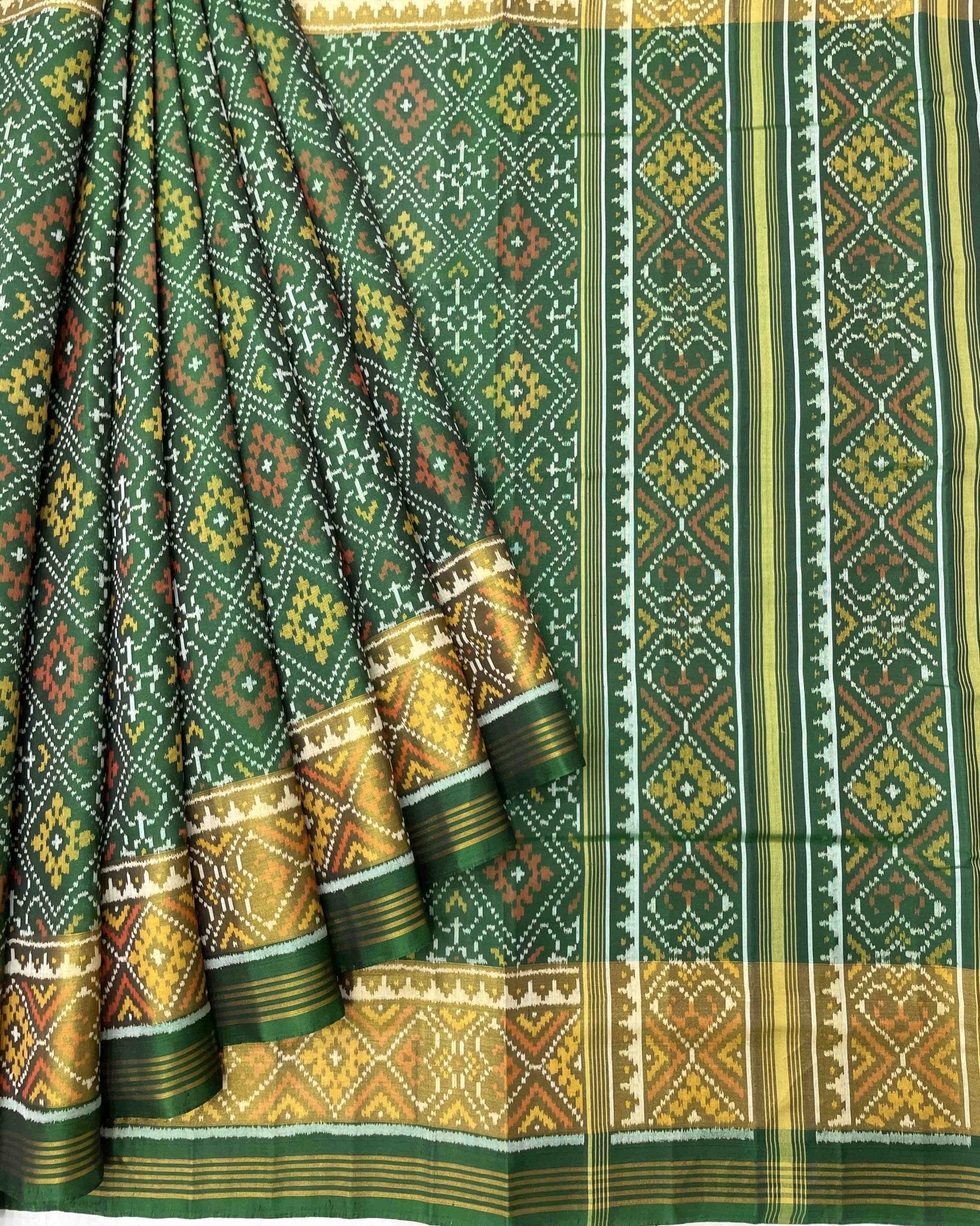 Green Panchanda Designer Patola Saree - SindhoiPatolaArt
