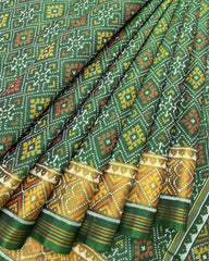 Green Panchanda Designer Patola Saree - SindhoiPatolaArt