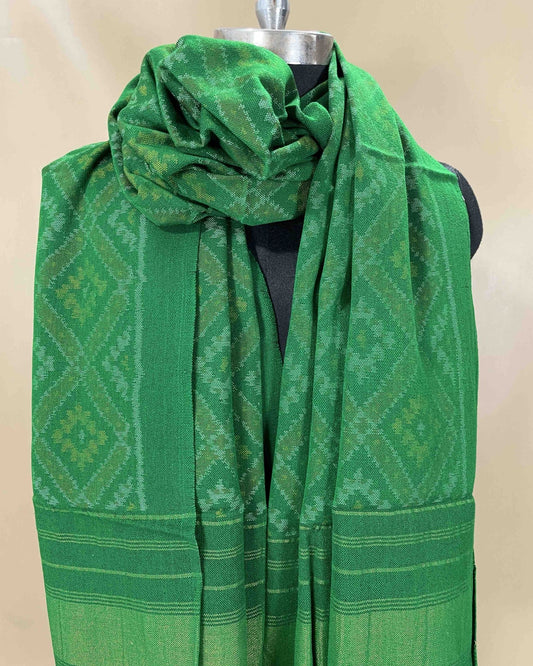 Green Panchanda Designer Patola Shawl - SindhoiPatolaArt