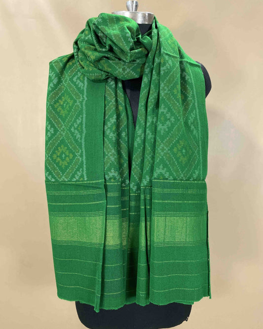 Green Panchanda Designer Patola Shawl - SindhoiPatolaArt