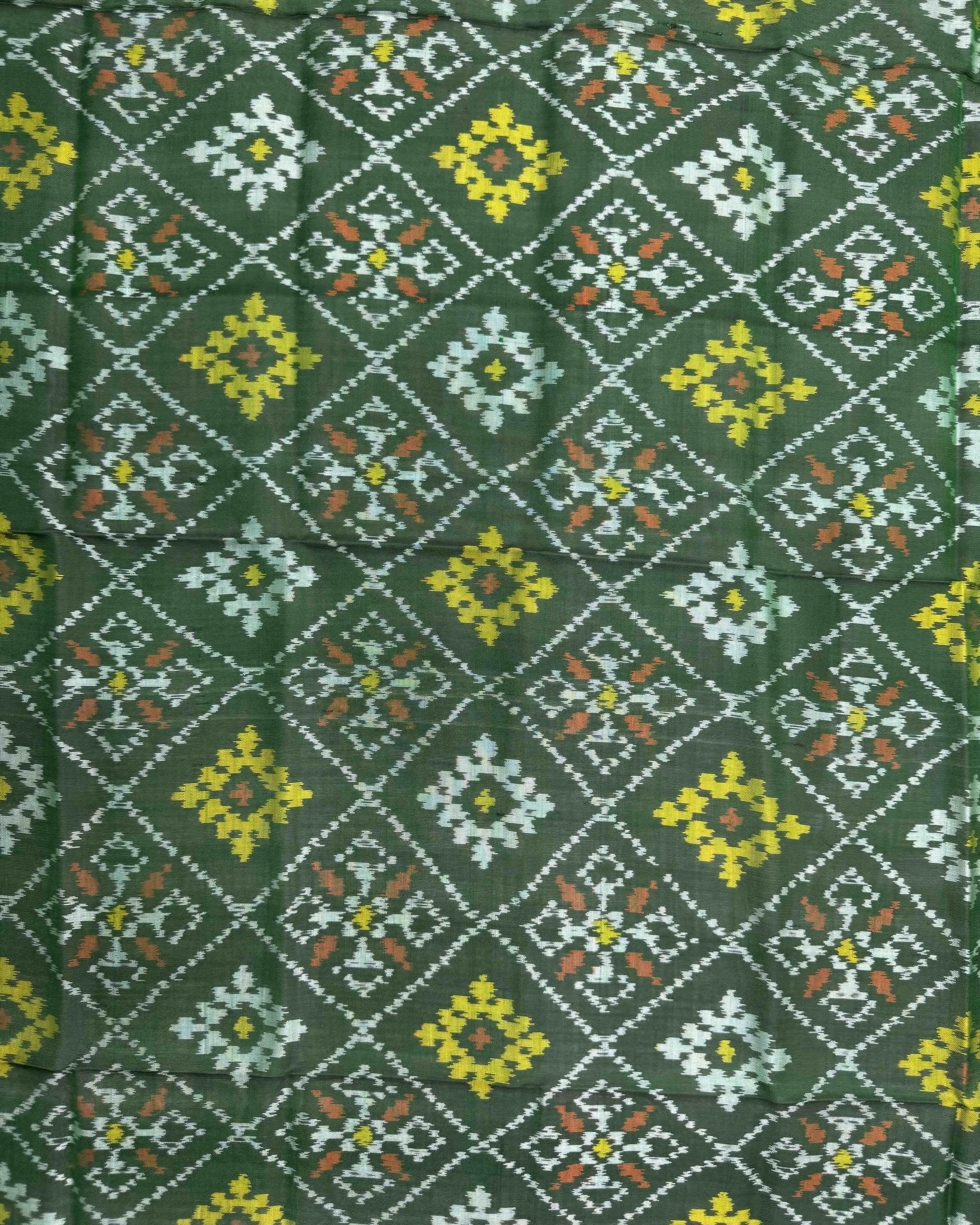 Green Panchanda Patola Dupatta - SindhoiPatolaArt